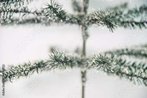 Detail of artificial christmas tree leaves