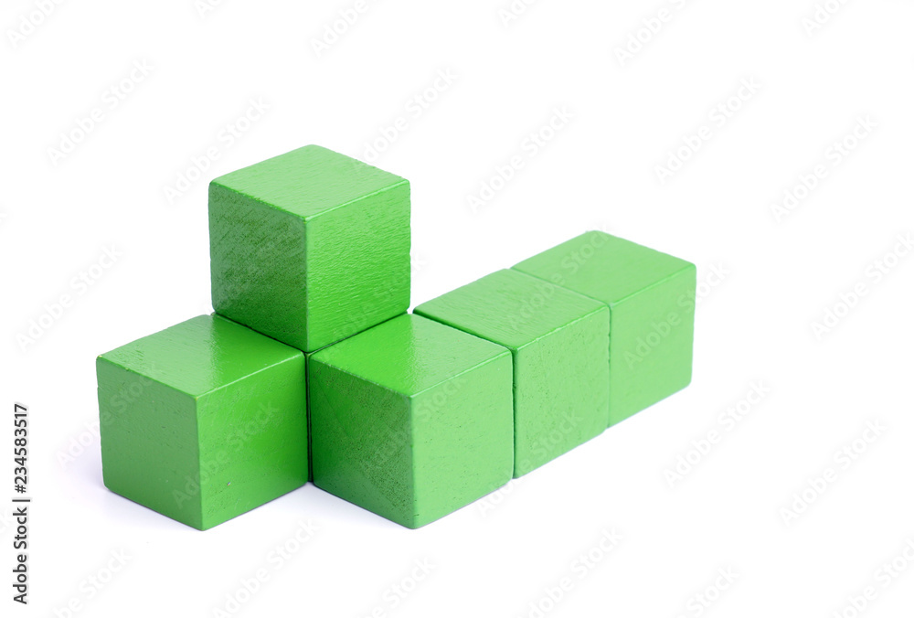 Green wooden blocks isolated on white background. Green wooden blocks isolated on white background.