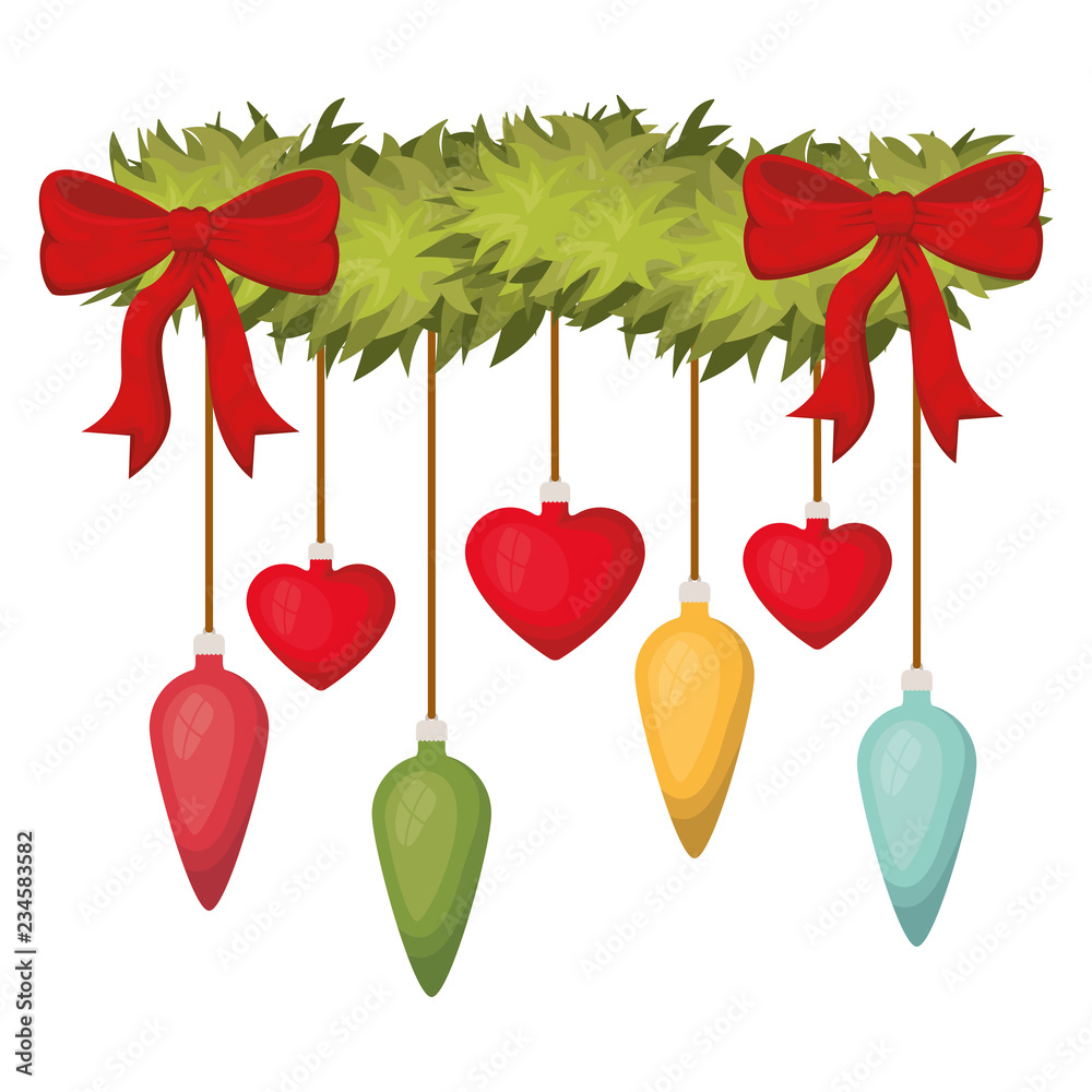 Fototapeta premium garland with bow and christmas balls