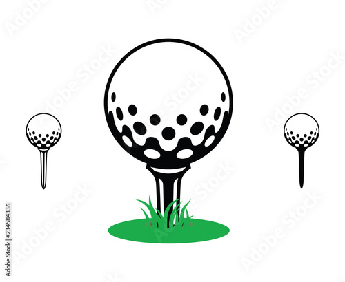 golfball on a Tee graphic, icon, logo, symbol, grass, 