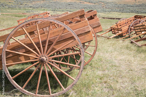 Fototapeta Pioneer Handcarts on Grassland Prairie