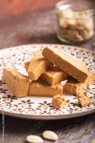 Plate of turron, typical Christmas food in Spain photo