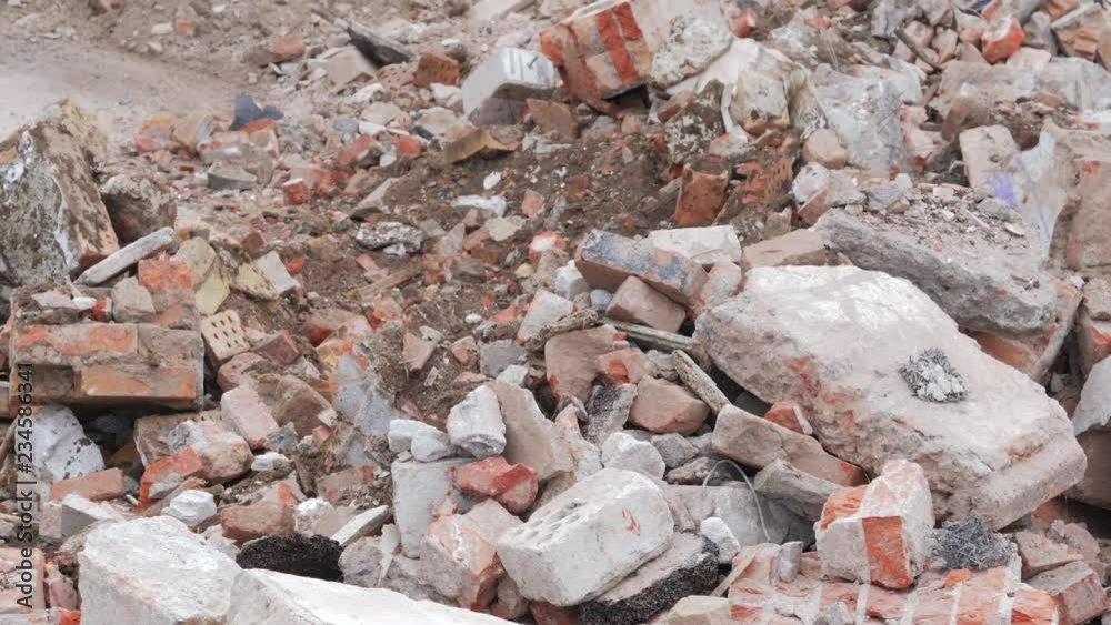 Ruins of old building. Construction debris and broken bricks Ruins of old building. Construction debris and broken bricks
