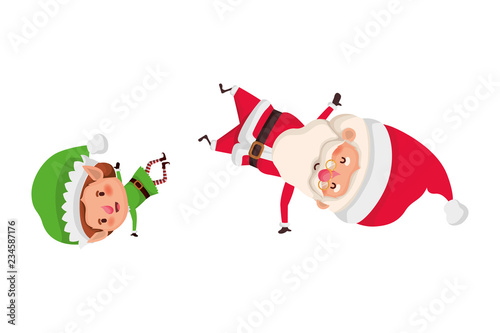 santa claus with elf moving avatar character