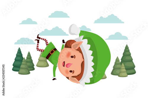 elf moving with christmas trees avatar character