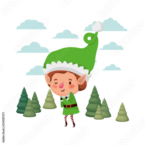elf moving with christmas trees avatar character