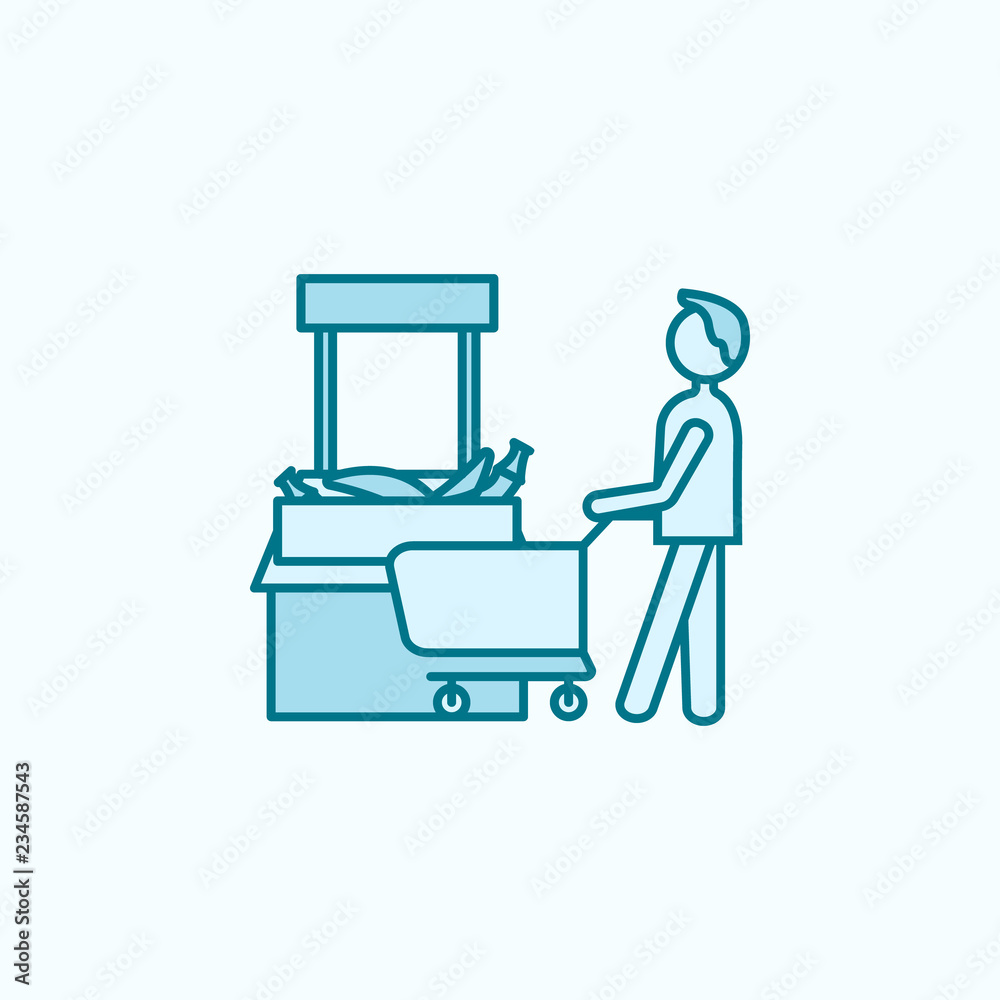 buyer with cart 2 colored line icon. Simple colored element illustration. buyer with cart outline symbol design from shopping mall set buyer with cart 2 colored line icon. Simple colored element illustration. buyer with cart outline symbol design from shopping mall set