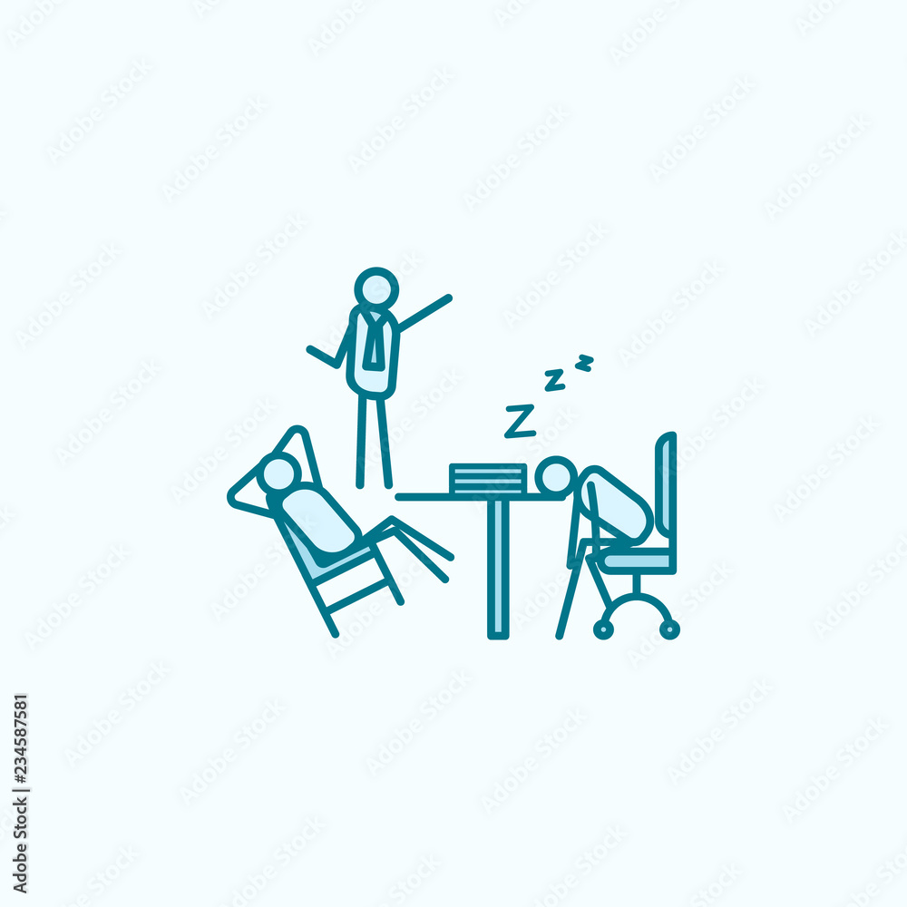 boss scolds for laziness outline icon