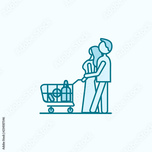 family shopping 2 colored line icon. Simple colored element illustration. family shopping outline symbol design from shopping mall set