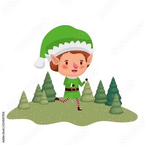 elf moving with christmas trees avatar character