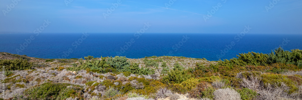 Beautiful vibrant landscape, Limnionas Bay on the island of Kos, Greece, a popular travel destination in Europe Beautiful vibrant landscape, Limnionas Bay on the island of Kos, Greece, a popular travel destination in Europe