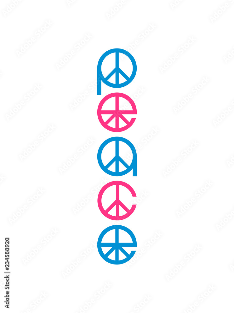 bunt vertikal text peace zeichen symbol frieden krieg hippie liebe böse gut logo design bunt vertikal text peace zeichen symbol frieden krieg hippie liebe böse gut logo design