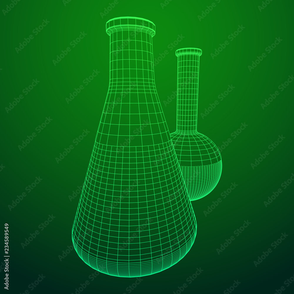 Test tube low poly wireframe mesh. Science and analyses. Vector abstract polygonal image line and point. Test tube low poly wireframe mesh. Science and analyses. Vector abstract polygonal image line and point.