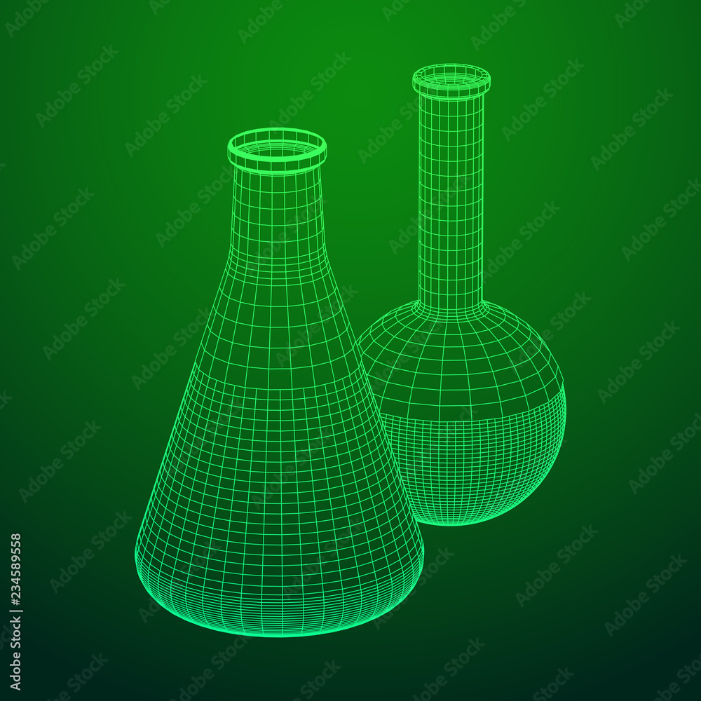 Test tube low poly wireframe mesh. Science and analyses. Vector abstract polygonal image line and point. Test tube low poly wireframe mesh. Science and analyses. Vector abstract polygonal image line and point.