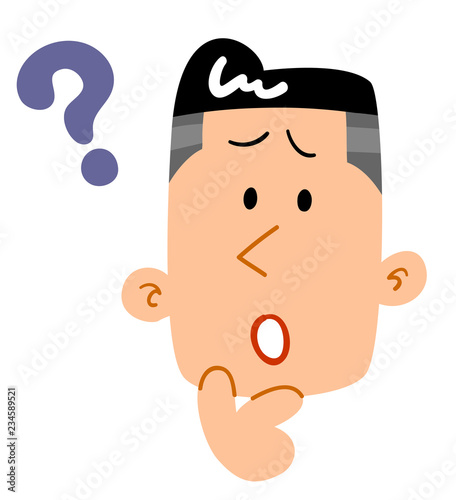 疑問を感じる男性　顔　表情
