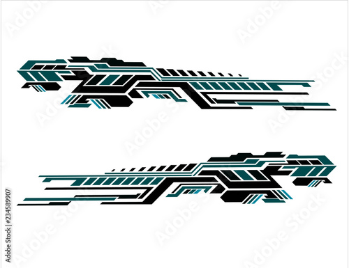 Vinyls sticker set Decals for Car truck mini bus modify Motorcycle. Racing Vehicle Graphics kit isolated vector design race Elegant stripes modern red technology background for wrap