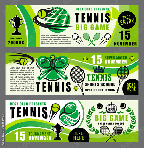 Tennis sport game school and tournament banners