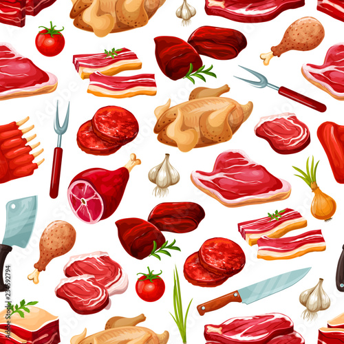 Butcher shop farm meat products pattern