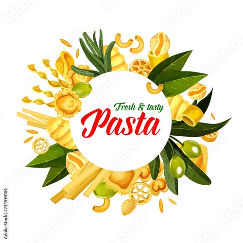 Italian pasta spaghetti and spices poster