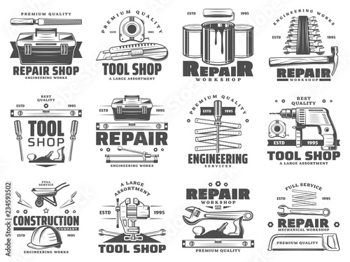 Repair, service and work tools icons