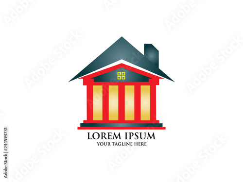 Virtual real estate house building logo construction innovation icon