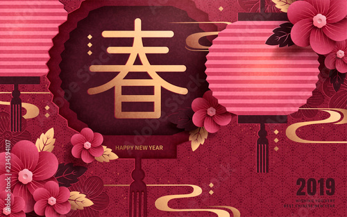 Lunar new year lantern poster