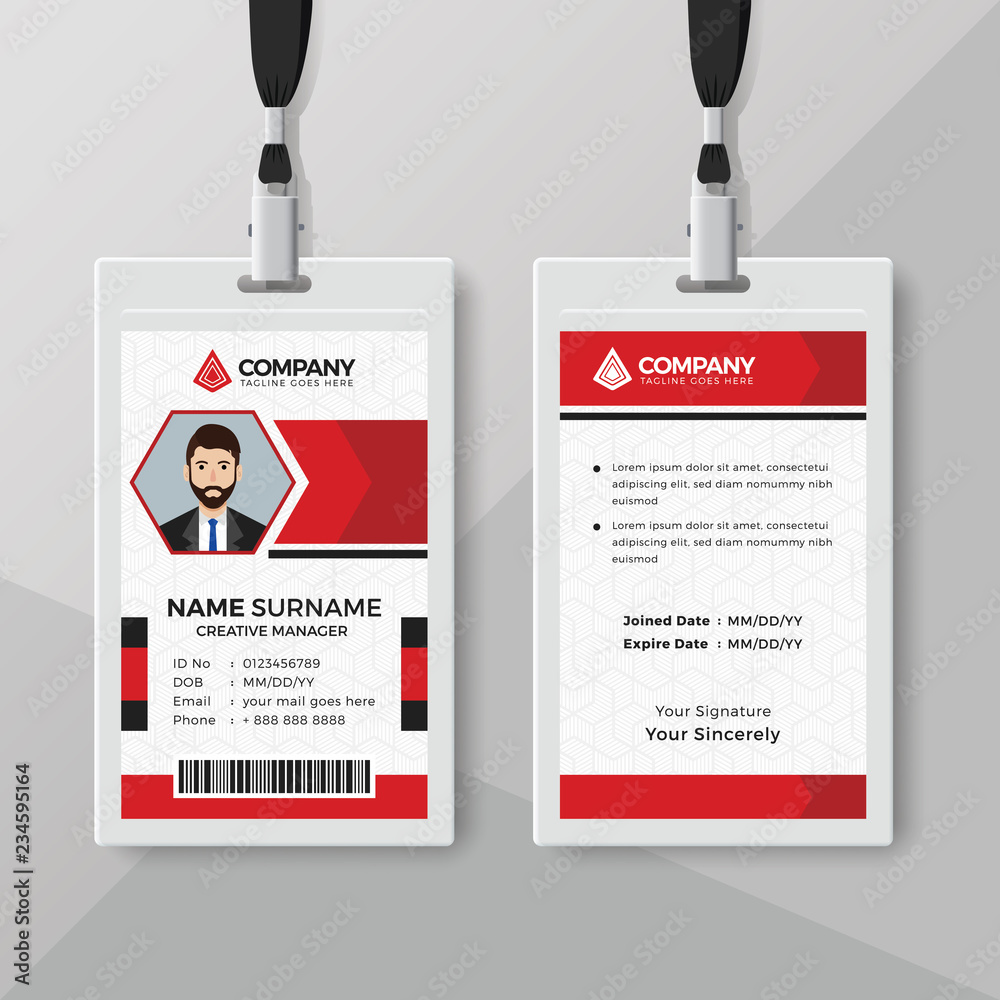 Obraz premium Corporate ID card template with red details