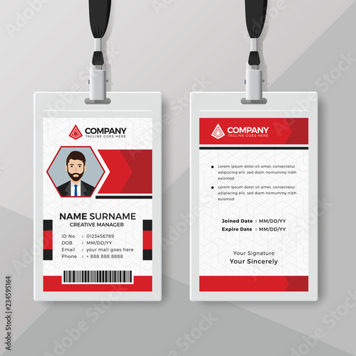 Corporate ID card template with red details