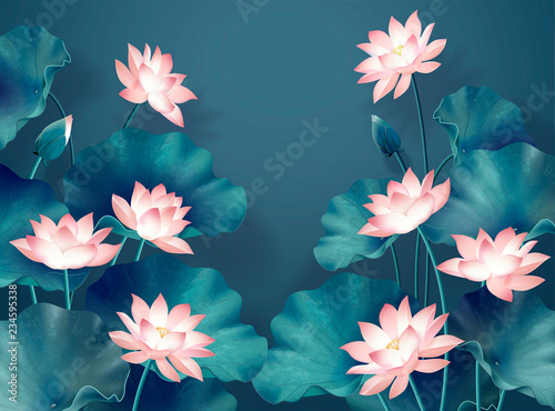 Graceful lotus pond background