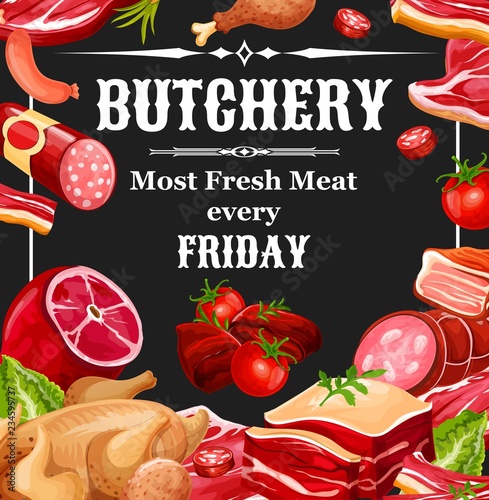 Butcher shop farm meat products