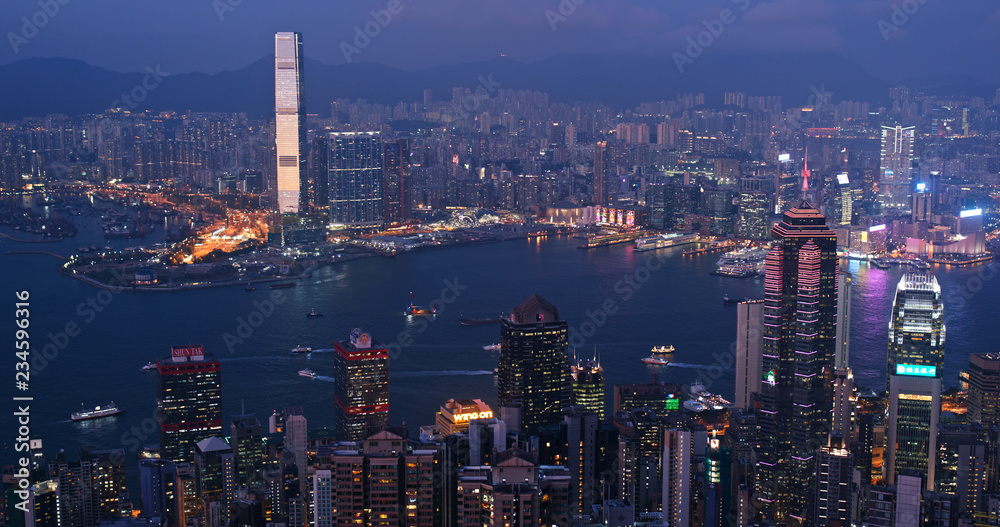 Fototapeta premium Hong kong city at night