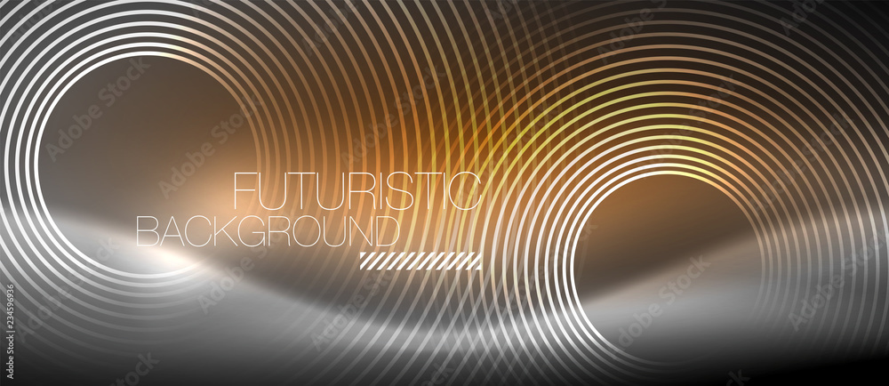 Neon circles abstract background, shiny lines Neon circles abstract background, shiny lines