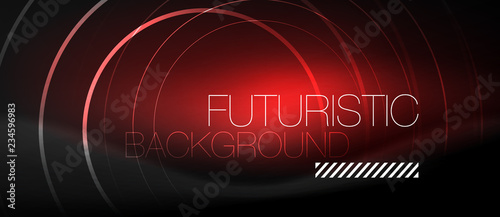 Dark abstract background with glowing neon circles