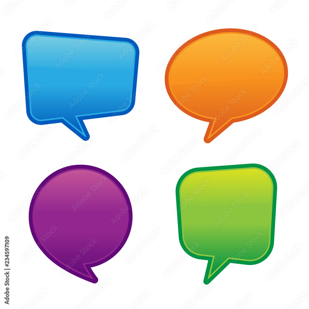 Blank Cartoon Glossy Speech Bubble Labels Blank Cartoon Glossy Speech Bubble Labels