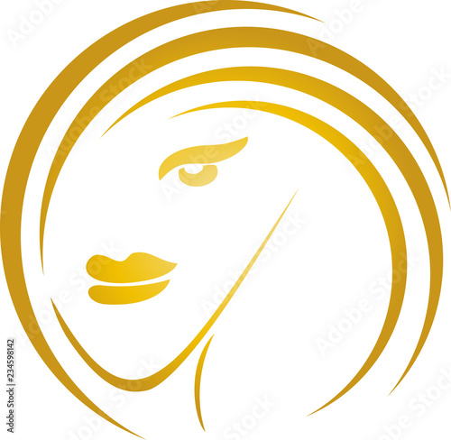 Gesicht und Haare, Frau, Friseur, Logo	