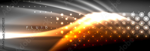 Liquid neon flowing waves, glowing light lines background