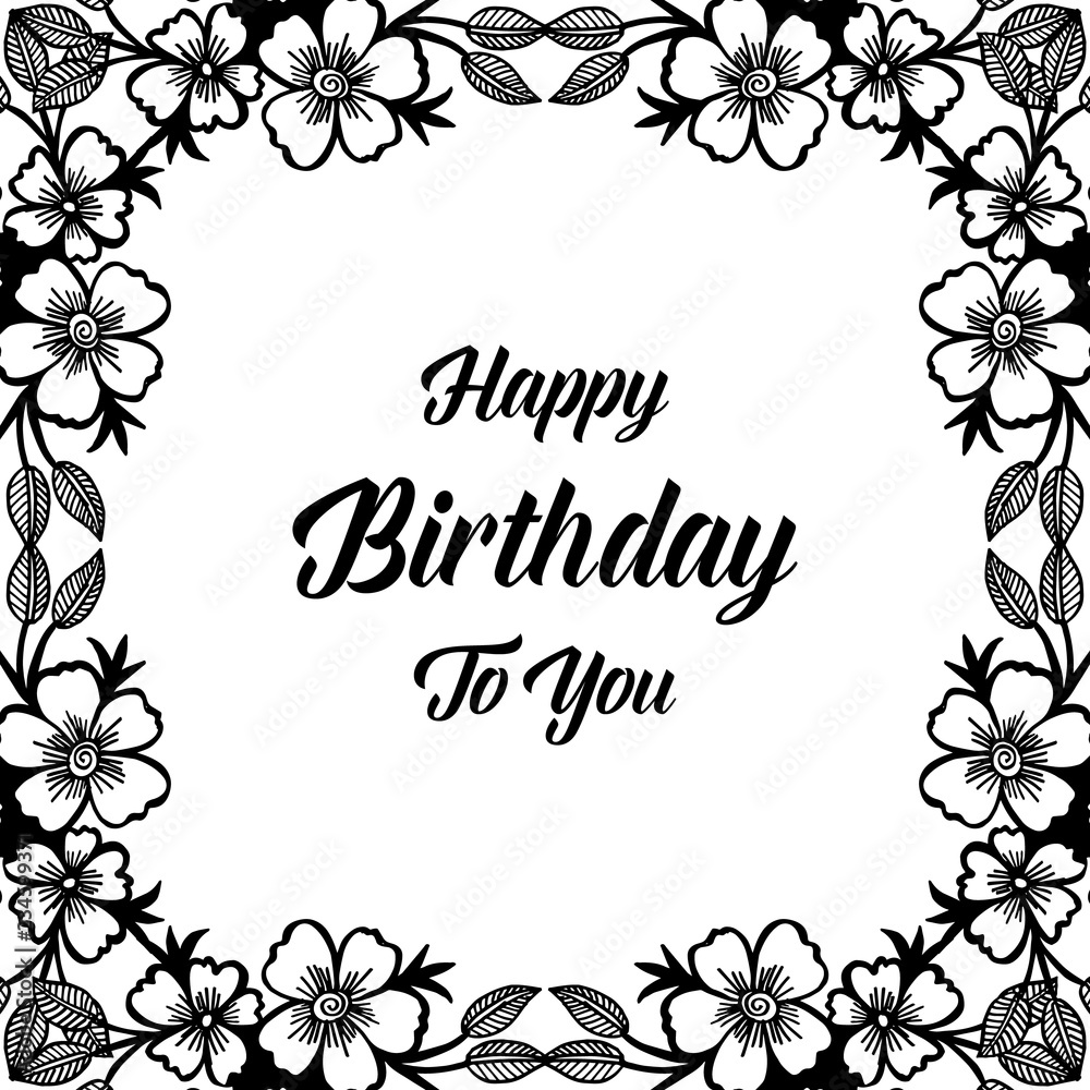 Vector illustration of a beautiful floral border for birthday card Vector illustration of a beautiful floral border for birthday card