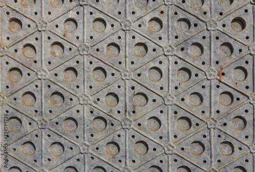 Chinese hexagonal pattern on the gate at Buddhist Yong'An (Temple of Everlasting Peace) in Beihai Park Beijing China