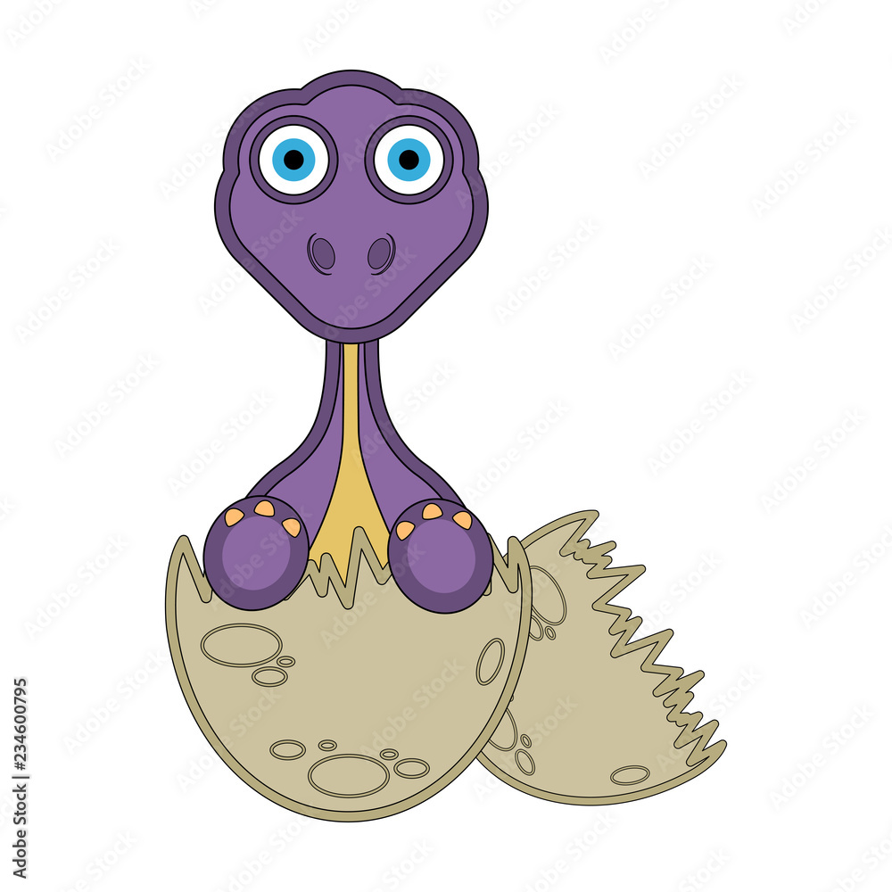 Cute dinosaur on an eggshell. Vector illustration design Cute dinosaur on an eggshell. Vector illustration design