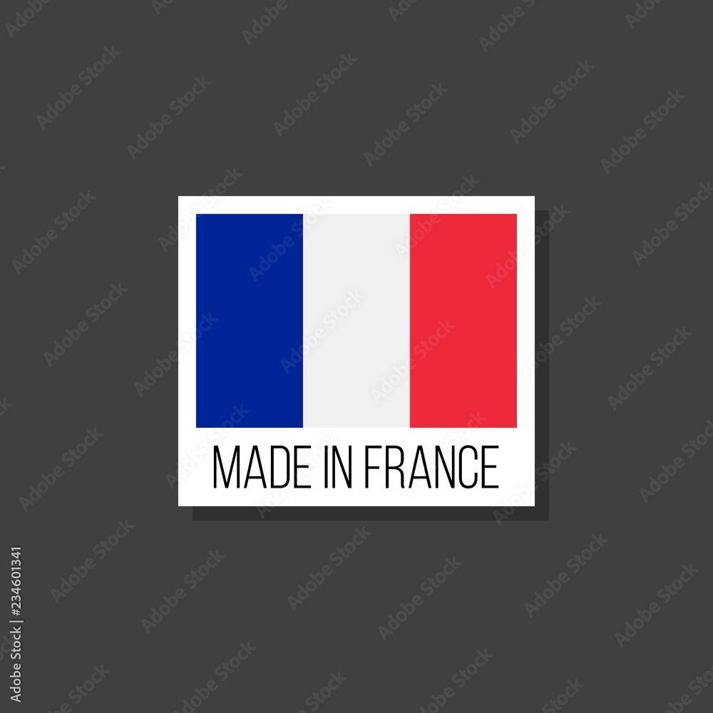 made in france, vector sticker with french flag