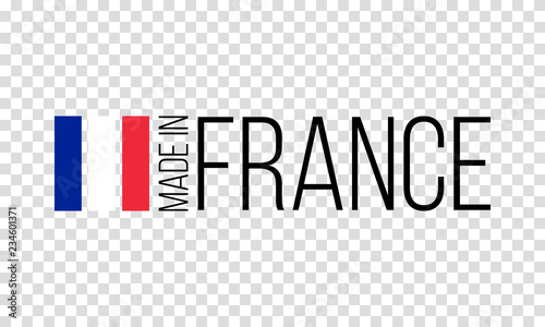 made in france, french flag colors rectangles vector logo on transparent background