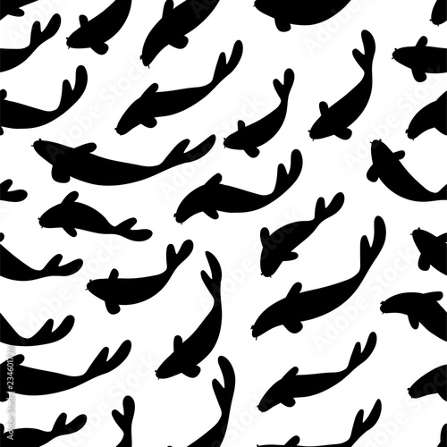 baby whale fish seamless vector pattern