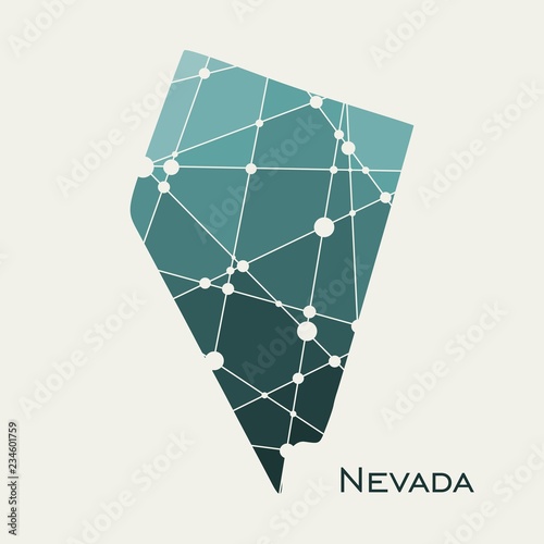 Image relative to USA travel. Nevada state map textured by lines and dots pattern