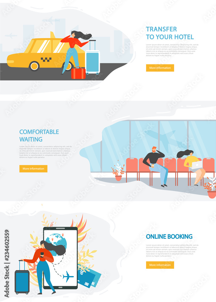 Airline Travel Web Service Site Vector Template