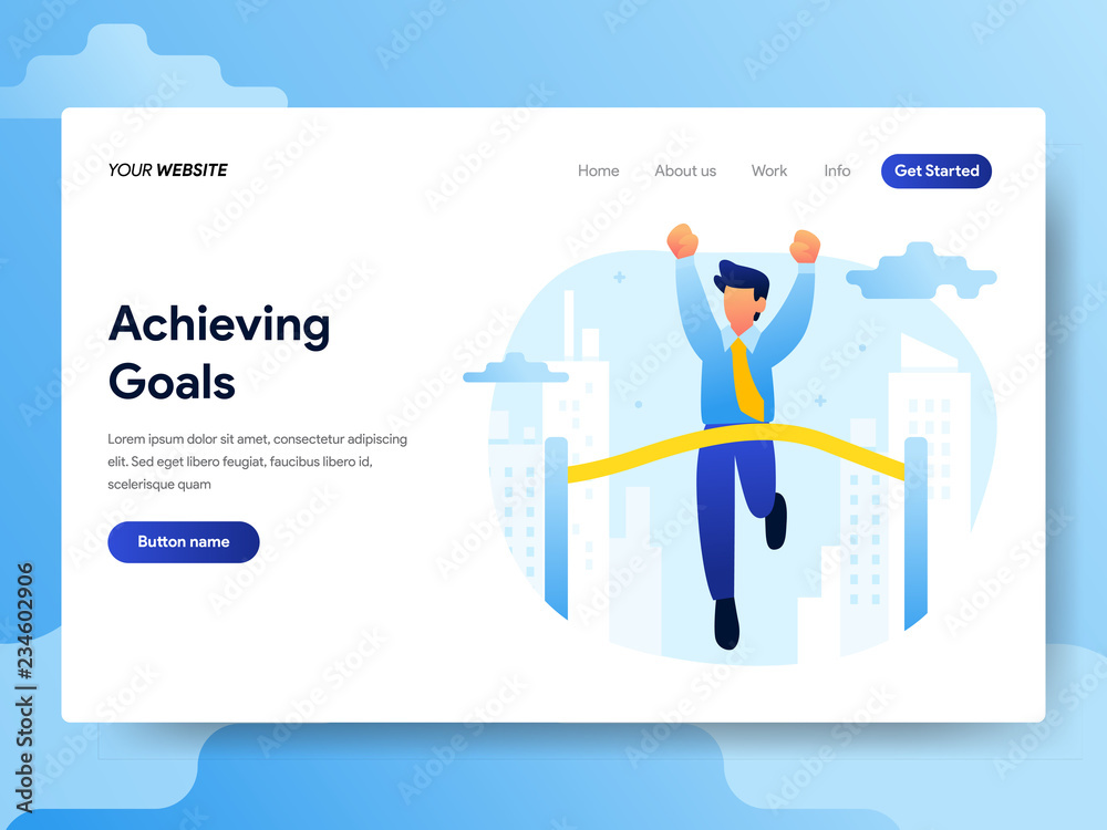 Landing page template of Achieving Goals Concept. Modern flat design concept of web page design for website and mobile website.Vector illustration