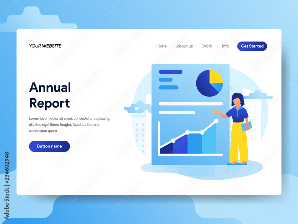 Landing page template of Annual Report Concept. Modern flat design concept of web page design for website and mobile website.Vector illustration
