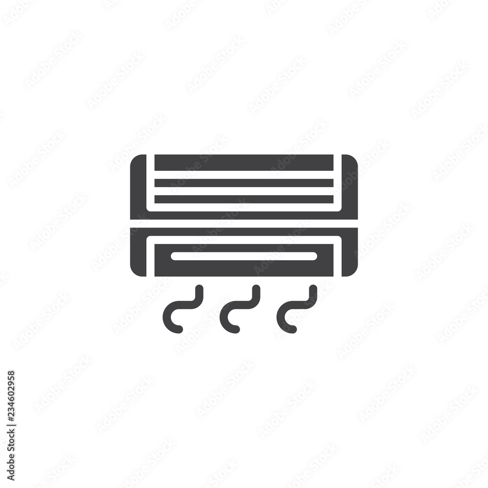 Air conditioner vector icon. filled flat sign for mobile concept and web design. AC cooling air simple solid icon. AC unit symbol, logo illustration. Pixel perfect vector graphics