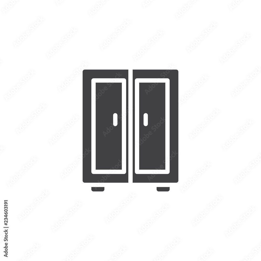 Clothing cupboard vector icon. filled flat sign for mobile concept and web design. Double door Closet simple solid icon. Symbol, logo illustration. Pixel perfect vector graphics Clothing cupboard vector icon. filled flat sign for mobile concept and web design. Double door Closet simple solid icon. Symbol, logo illustration. Pixel perfect vector graphics