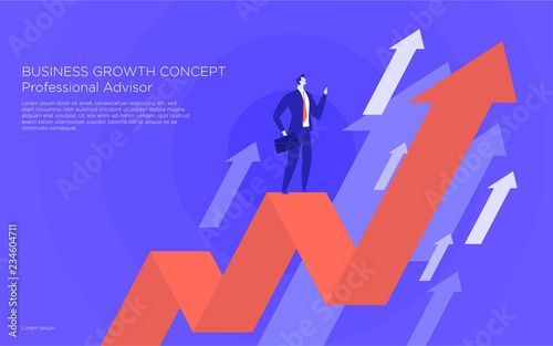 Business concept vector illustration. Searching for opportunities of growth. 