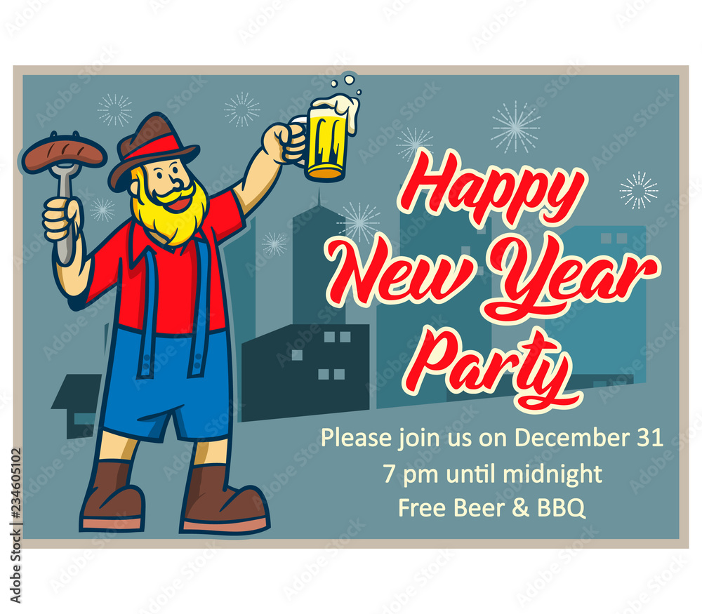 Plakat Celebrate New Year Party Retro Poster